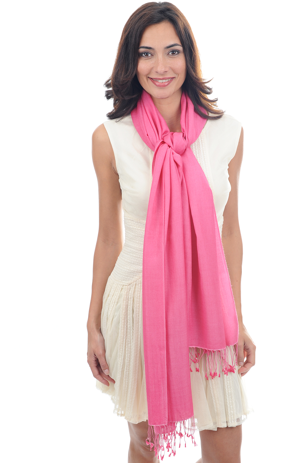Cashmere & Silk ladies shawls platine shocking pink 201 cm x 71 cm